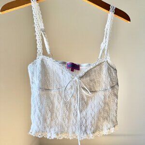 Edikted Lacey white Knit Tank Top Small | Y2K Aesthetic, Trendy Crochet Vibes